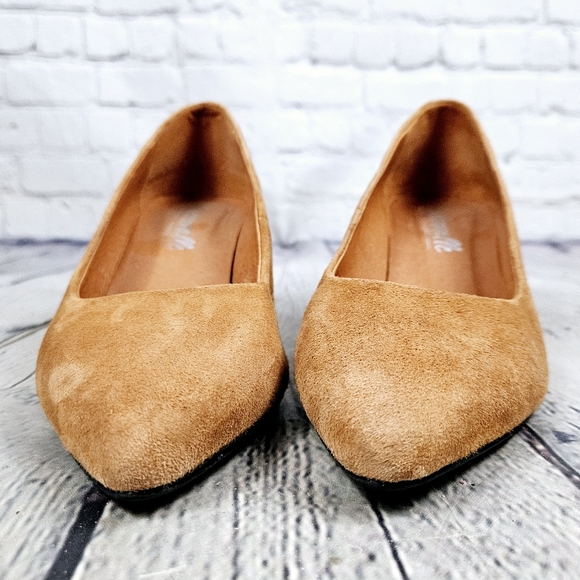 L'INTERVALLE | suede leather chunky block heel pointed toe pumps shoes - Picture 6 of 11